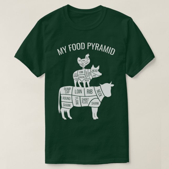 T-shirt Ma pyramide alimentaire Funny Carnivore Cow Cow Co (Design devant)
