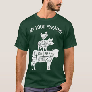 T-shirt Ma pyramide alimentaire Funny Carnivore Cow Cow Co