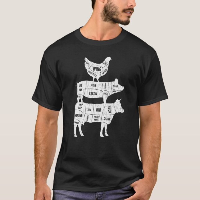 T-shirt Ma pyramide alimentaire Vache mignonne Graphique a (Devant)