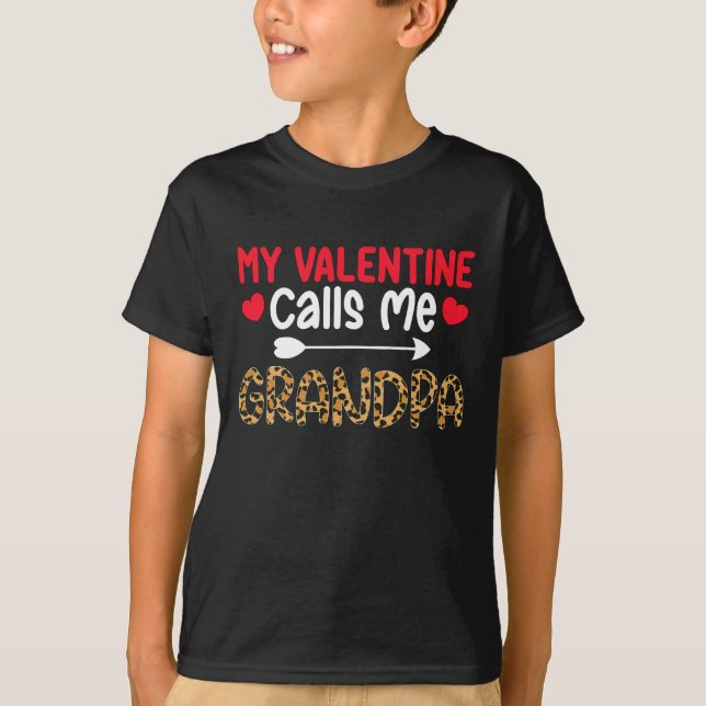 T-shirt Ma Saint Valentin m'appelle grand-père Leopard Buf (Devant)