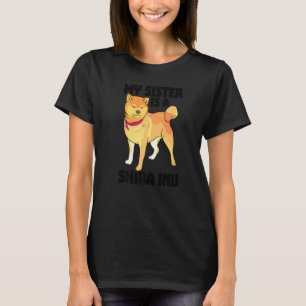 T-shirt Ma Soeur Est Shiba Inu Drôle Femmes Chasse Chien L