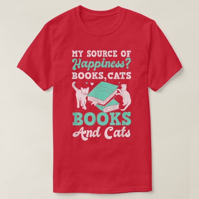 T-shirt Ma Source De Bonheur Chat Amateurs De Livre De Cha (Design devant)