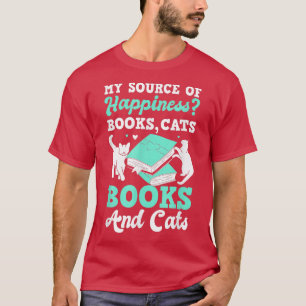 T-shirt Ma Source De Bonheur Chat Amateurs De Livre De Cha