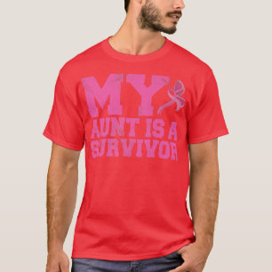 T-shirt Ma Tante Est Une Survivante Rosée Guerrière Cancer