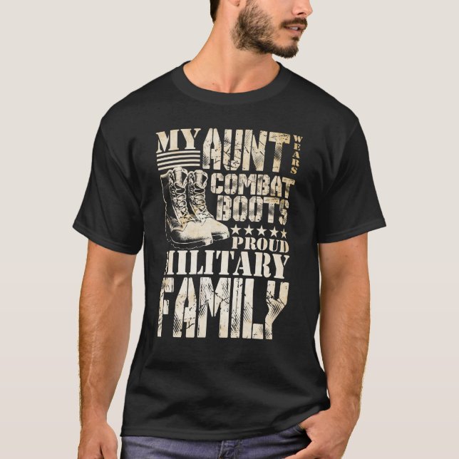 T-shirt Ma tante Porte Des Bottes De Combat Fière Famille  (Devant)