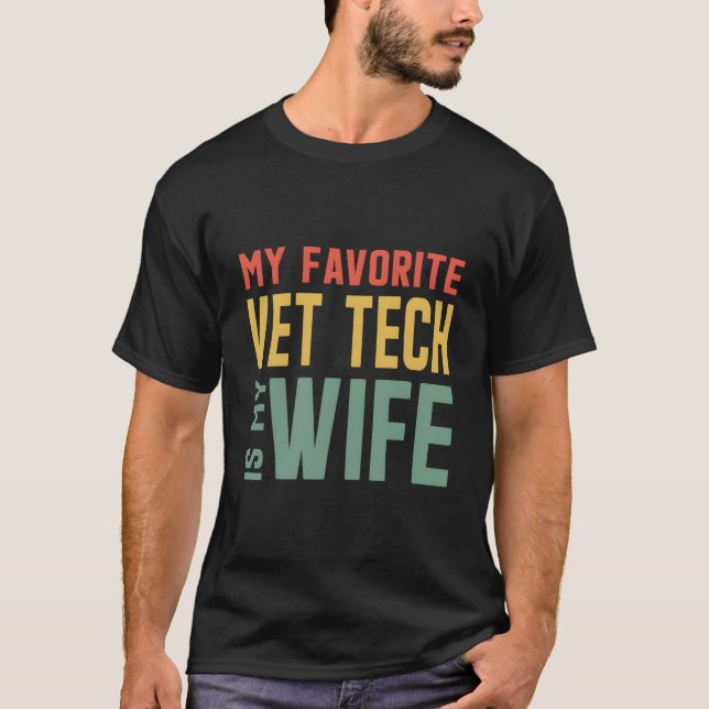 T-shirt Ma technicienne vétérinaire préférée est mon mari (Devant)