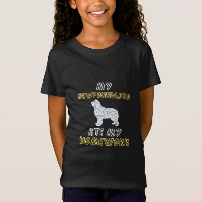 T-Shirt Ma terre-neuve a mangé mes devoirs | Citations de  (Devant)