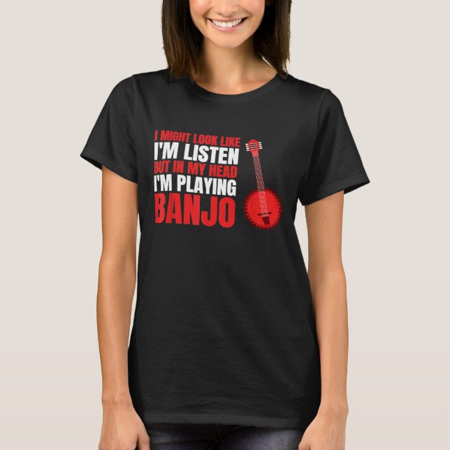 T-shirt Ma Tête Je Joue À Banjo (Devant)