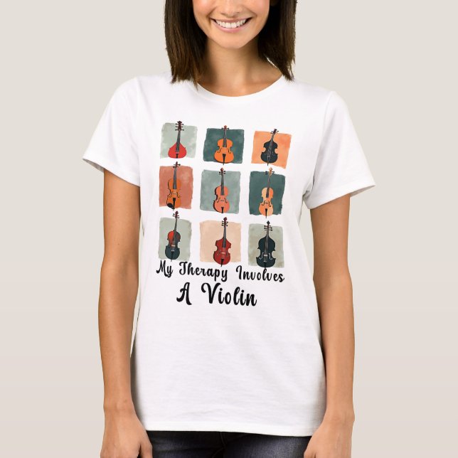 T-shirt Ma Thérapie Implique Un Violon (Devant)
