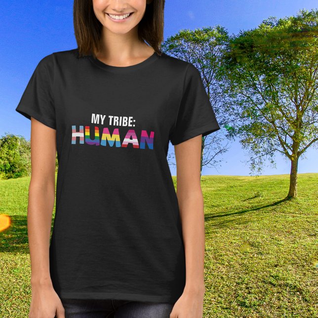 T-shirt Ma tribu est humaine inclusive (Créateur téléchargé)