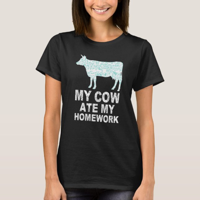 T-shirt Ma vache a mangé mon devoir (Devant)