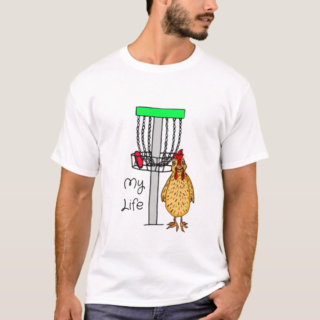 T-shirt Ma vie | Jardin poulet et disque (Devant)