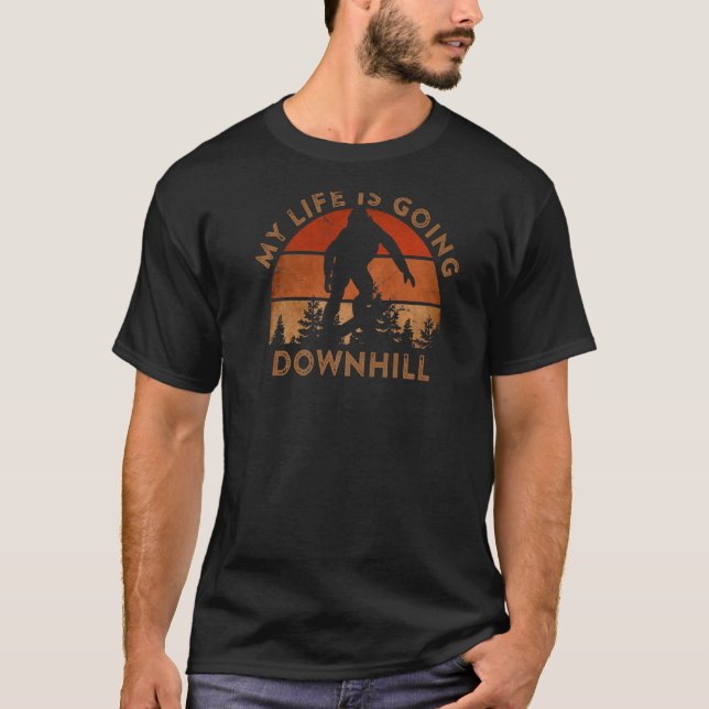 T-shirt Ma Vie Va À Downhill Snowboarder (Devant)