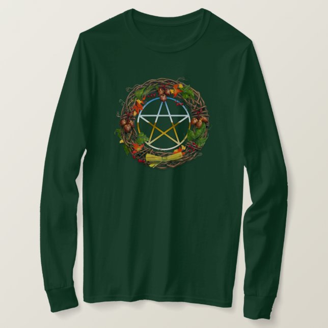 T-shirt Mabon Vin Vin Wreath avec Pentacle (Design devant)