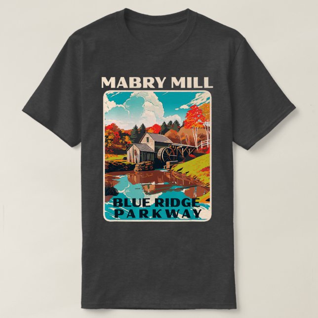 T-shirt Mabry Mill Blue Ridge Parkway Retro WPA Style Nati (Design devant)