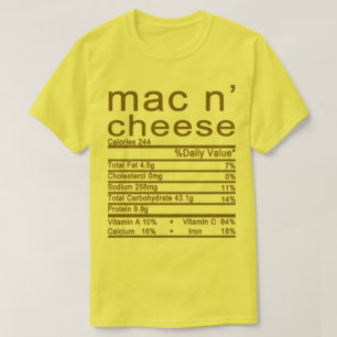 T-shirt mac et fromage étiquette de la valeur nutritive