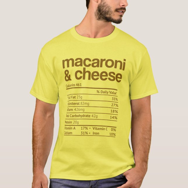 T-shirt Mac et fromage Nutrition amusante Thanksgiving Mac (Devant)
