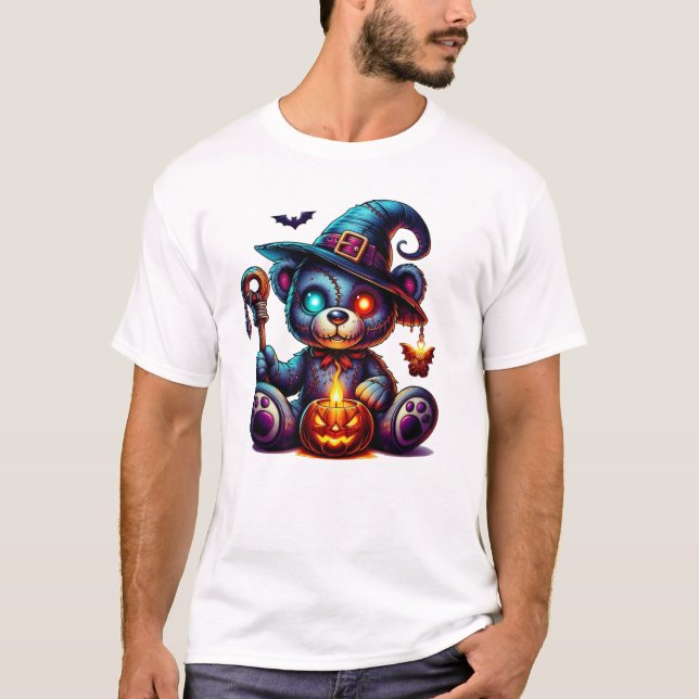 T-shirt Macabre Skeleton Teddy Bear (Devant)