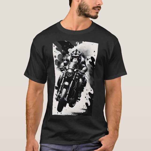 T-shirt Macaco pilotando moto  (Devant)