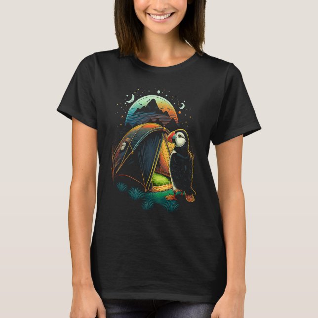 T-shirt Macareux en camping  Manchot (Devant)