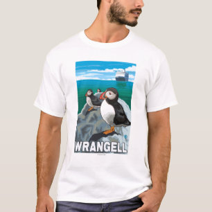 T-shirt Macareux et bateau de croisière - Wrangell, Alask
