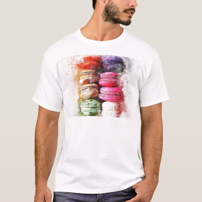 T-shirt Macaron de pâtisserie colorée Abstrait (Devant)