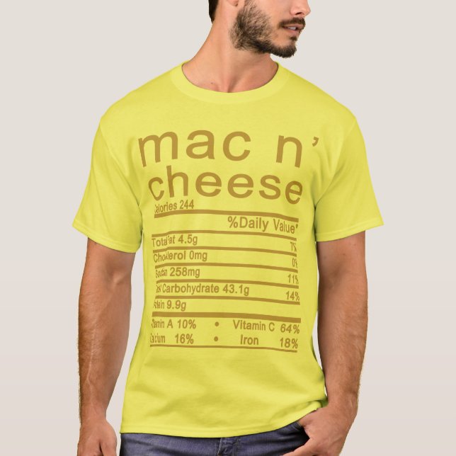 T-shirt Macaroni et fromage Valeur nutritive Thanksgiving (Devant)