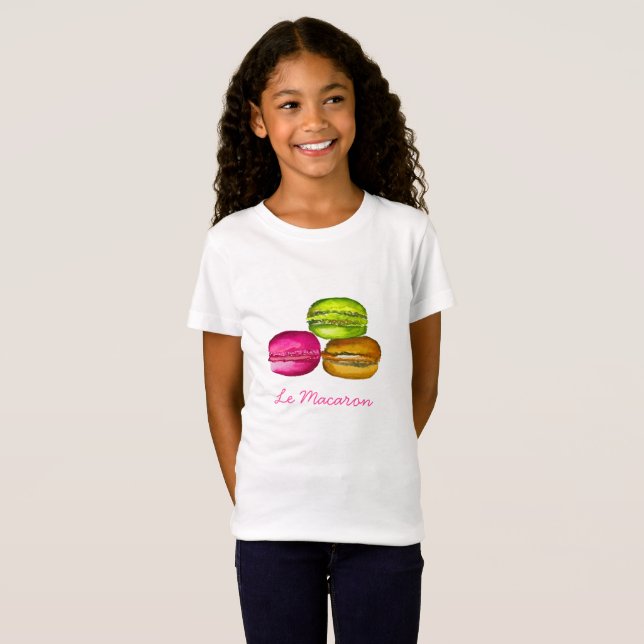 T-Shirt Macarons colorés aquarelle art funky (Devant entier)