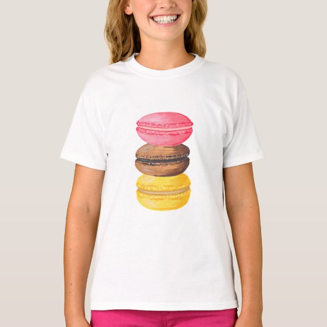 T-shirt Macarons d'aquarelle de bonbons à illustration de (Devant)