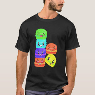 T-shirt Macarons doux et colorés Bonne alimentation empilé
