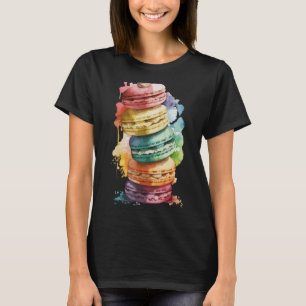 T-shirt Macarons Français Cookies Dessert Pastel Floral Ma