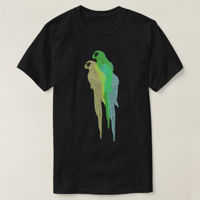 T-shirt Macaw bleu et or et vert (Design devant)