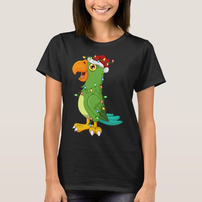 T-shirt Macaw Oiseau Amant Noël Santa Hat Macaw Noël (Devant)