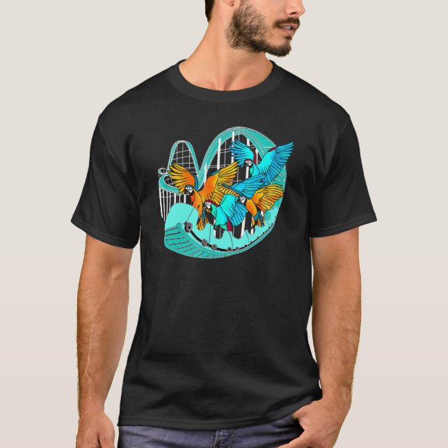 T-shirt Macaw Parrot Birds Riding Roller Dessous de verre  (Devant)