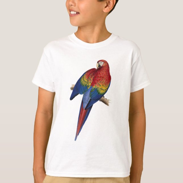 T-shirt Macaw Parrot Rouge Jaune Bleu Vert Oiseau (Devant)