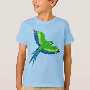 T-shirt Macaw verte et bleue / Parrot dans le Tee de l'enf