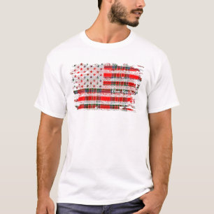 T-shirt Macbean Nom American Flag Scottish Clan Tartan
