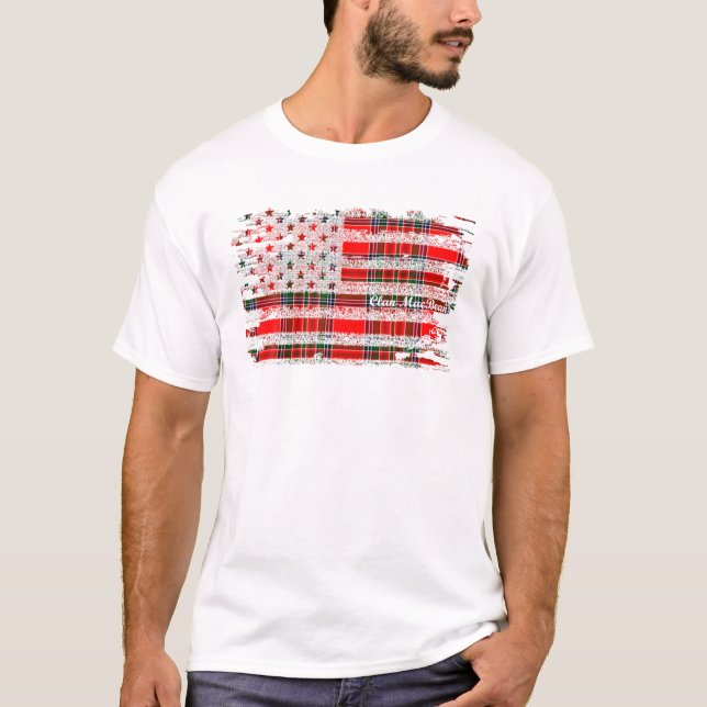 T-shirt Macbean Nom American Flag Scottish Clan Tartan (Devant)
