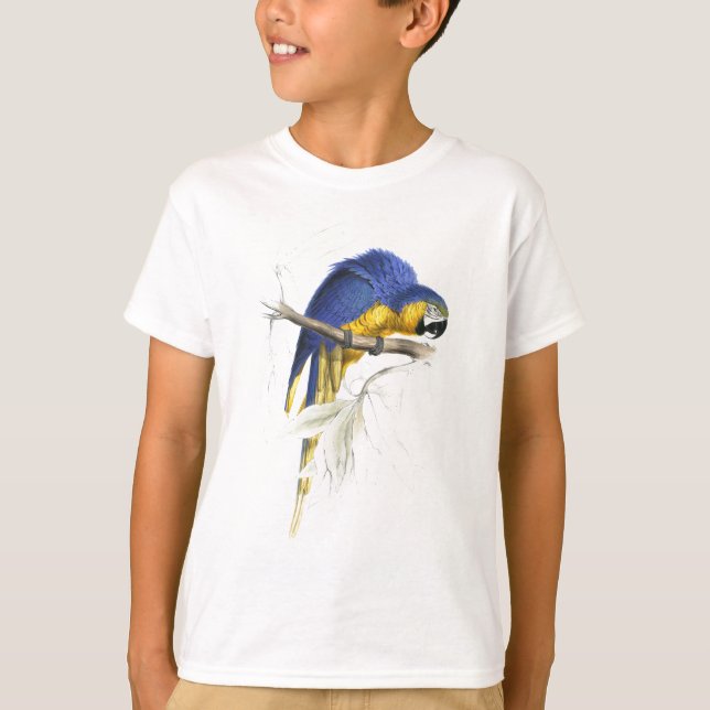 T-shirt Maccaw bleu et jaune par Edward Lear (Devant)