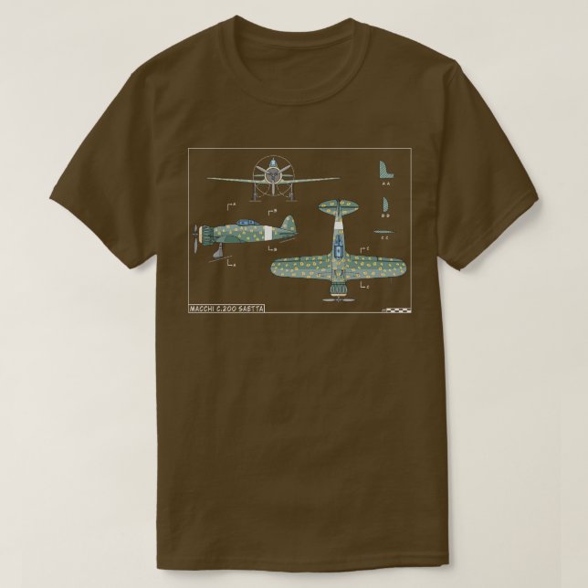 T-shirt Macchi C200 Saetta Avion de chasse 2ÈME GUERRE MON (Design devant)