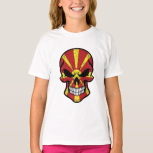 T-shirt Macédoine Drapeau du crâne souriant