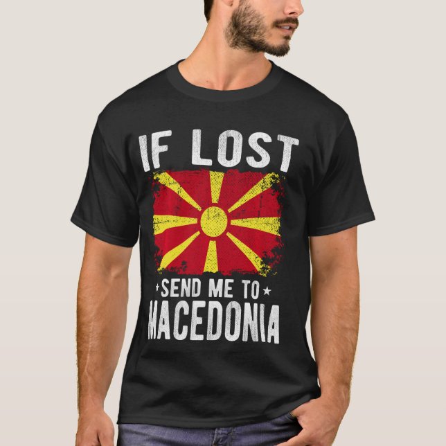 T-shirt Macédoine Drapeau souvenir - Si perdu envoyez-moi  (Devant)