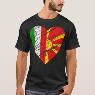 T-shirt Macédoine Italie Drapeau italien Drapeau macédonie