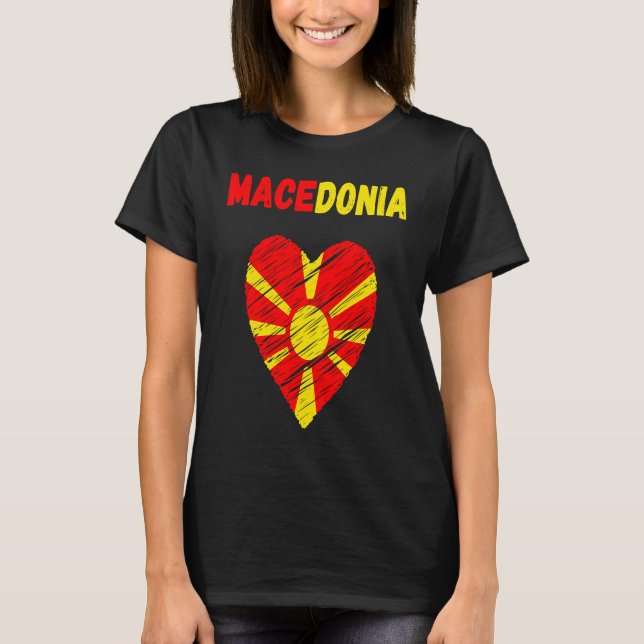 T-shirt Macedonia Flag Holiday Macedonia Heart Macedonian  (Devant)