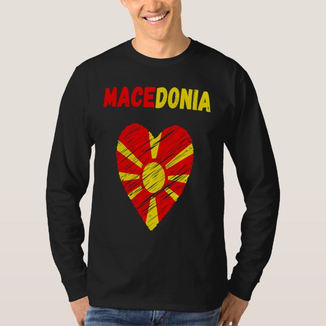 T-shirt Macedonia Flag Holiday Macedonia Heart Macedonian  (Devant)