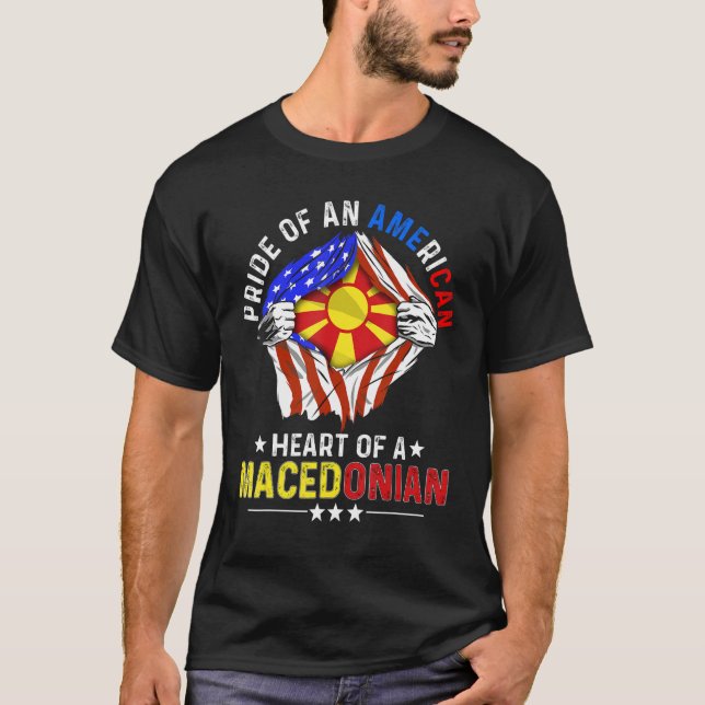T-shirt Macédonien Américain America Pride Macédoni étrang (Devant)