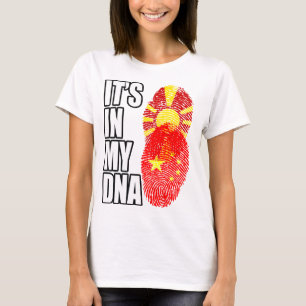 T-shirt Macédonien Et Chinois Mélangent Un Drapeau D'ADN H