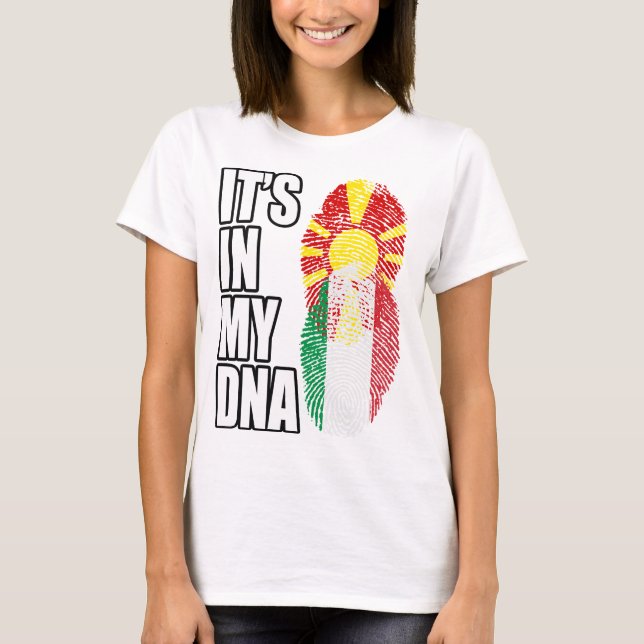 T-shirt Macédonien Et Italien Mélangent Un Drapeau D'ADN H (Devant)