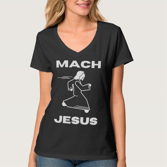 T-shirt Mach Jesus  Jesus Running Religious Christian (Devant)