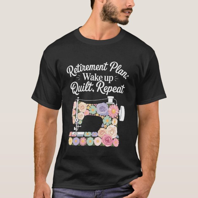 T-shirt Machine à coudre amateur de patchwork Retraite tri (Devant)